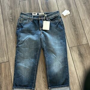 Earl Jeans Women's Cropped Dark Blue Denim NEW
